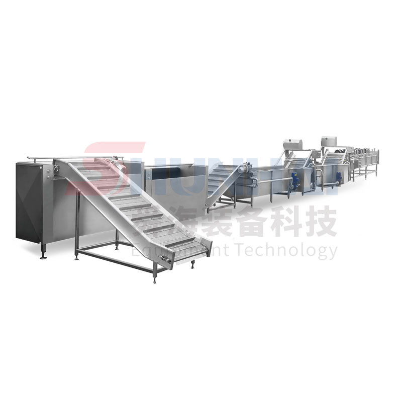 Two-in-one cleaning and drying line for roots, stems and leafy vegetables